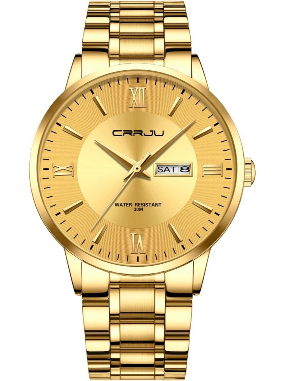 Men's All Gold Luxury Stainless Steel Chronograph Analog Quartz Round Watch